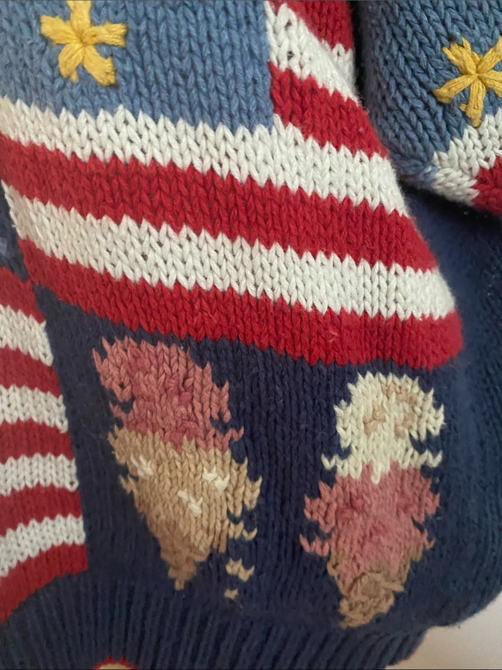 Northern Isles XL knitted by hand 4th of July sweater - Picture 7 of 11